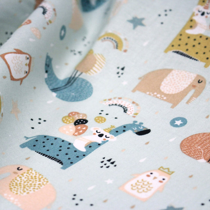 Tissu cotonnade enfant, ours & baudruches, tons bleus - OEKO - TEX STANDARD 100 - TissusPapi.com