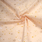 Tissu cotonnade enfant, LA VOIE LACTEE, les étoiles et la lune, tons corail - OEKO - TEX STANDARD 100 - TissusPapi.com