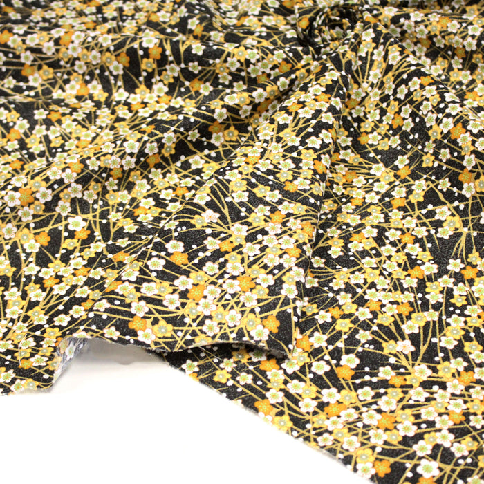 Tissu de coton SAKURA tons jaune safran et dorés - OEKO-TEX