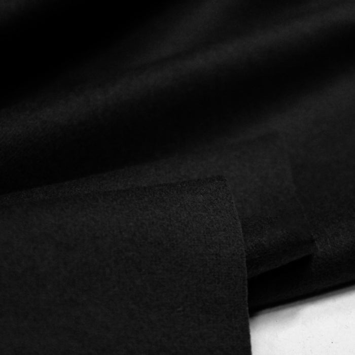 Tissu velours de laine noir uni