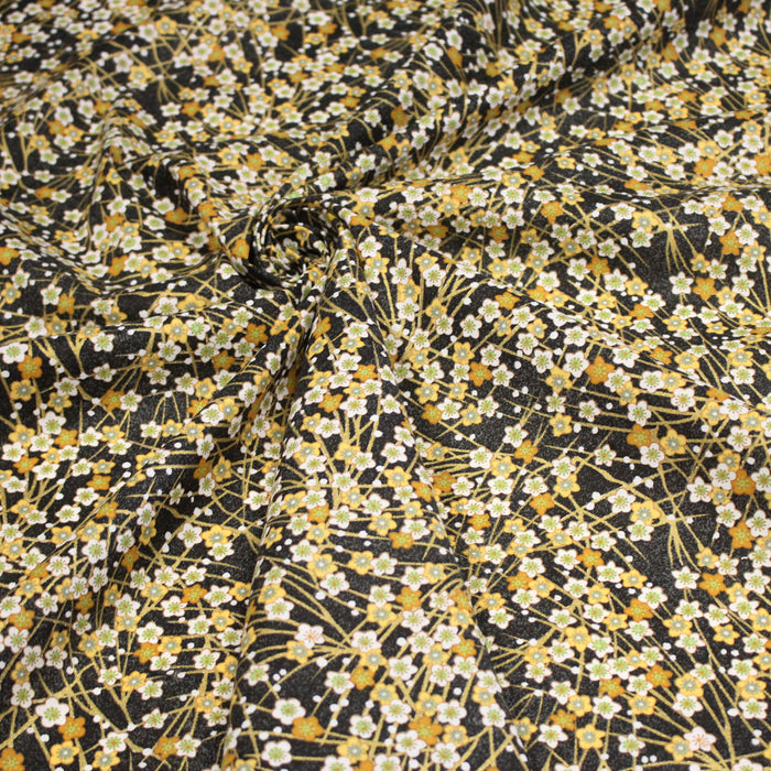 Tissu de coton SAKURA tons jaune safran et dorés - OEKO-TEX