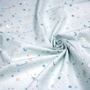 Tissu cotonnade enfant, LA VOIE LACTEE, les étoiles et la lune, tons bleus - OEKO - TEX STANDARD 100 - TissusPapi.com