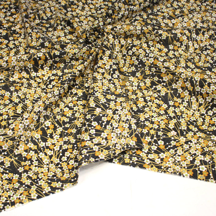 Tissu de coton SAKURA tons jaune safran et dorés - OEKO-TEX