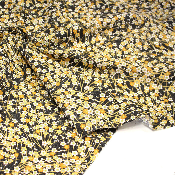 Tissu de coton SAKURA tons jaune safran et dorés - OEKO-TEX