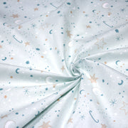 Tissu cotonnade enfant, LA VOIE LACTEE, les étoiles et la lune, tons bleus - OEKO - TEX STANDARD 100 - TissusPapi.com