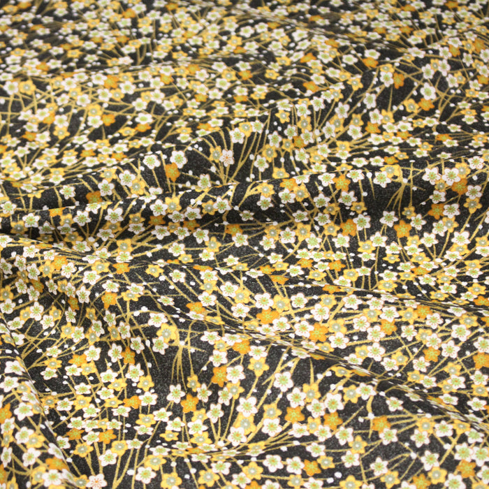 Tissu de coton SAKURA tons jaune safran et dorés - OEKO-TEX