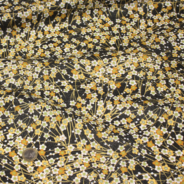 Tissu de coton SAKURA tons jaune safran et dorés - OEKO-TEX