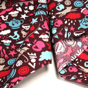 Tissu cotonnade – LOVE LOVE KITCHEN – cuisine illustrée, tons rose fuchsia & bleus - TissusPapi.com