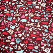 Tissu cotonnade – LOVE LOVE KITCHEN – cuisine illustrée, tons rose fuchsia & bleus - TissusPapi.com