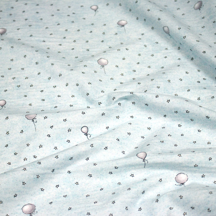 Tissu cotonnade enfant – Étoiles & ballons de baudruche – tons bleus - TissusPapi.com