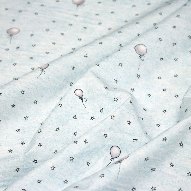 Tissu cotonnade enfant – Étoiles & ballons de baudruche – tons bleus - TissusPapi.com