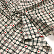 Tissu coton épais COEUR DES ALPES : carreaux traditionnels de chalet & petits cœurs tissés – 2 coloris disponibles - TissusPapi.com