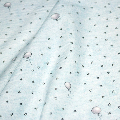 Tissu cotonnade enfant – Étoiles & ballons de baudruche – tons bleus - TissusPapi.com