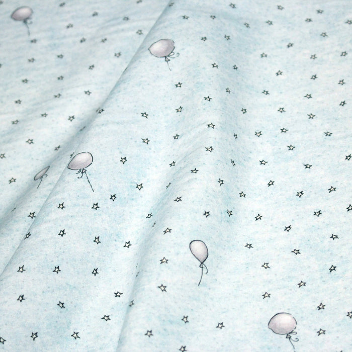 Tissu cotonnade enfant – Étoiles & ballons de baudruche – tons bleus - TissusPapi.com