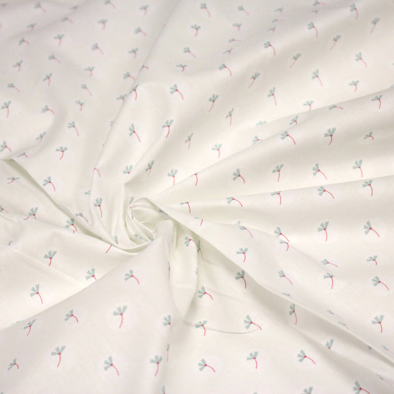 Tissu cotonnade enfant, fines fleurs roses et vertes - OEKO - TEX STANDARD 100 - TissusPapi.com