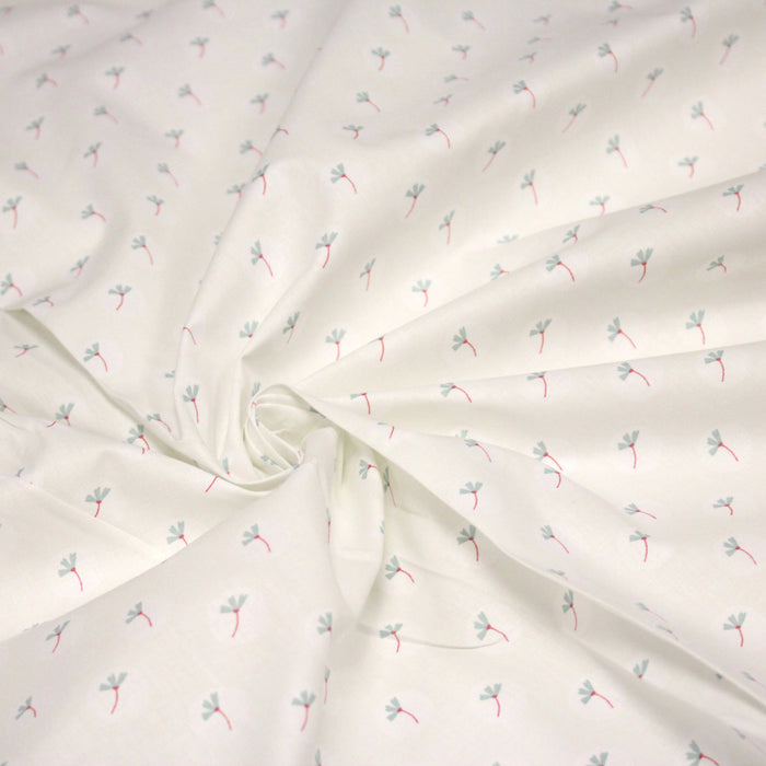 Tissu cotonnade enfant, fines fleurs roses et vertes - OEKO - TEX STANDARD 100 - TissusPapi.com