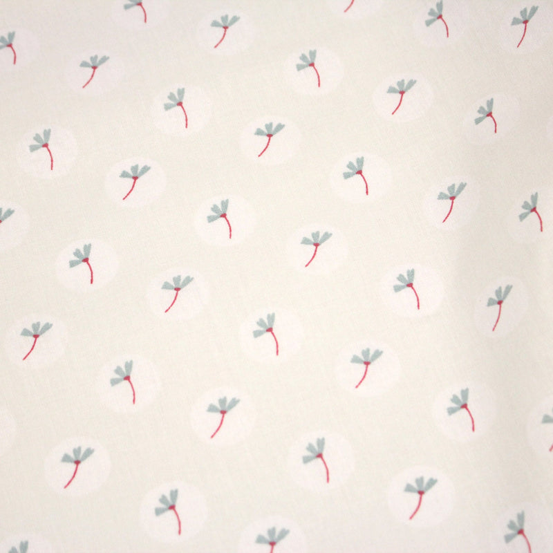 Tissu cotonnade enfant, fines fleurs roses et vertes - OEKO - TEX STANDARD 100 - TissusPapi.com