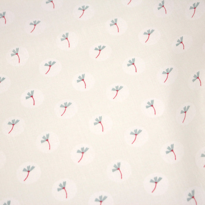 Tissu cotonnade enfant, fines fleurs roses et vertes - OEKO - TEX STANDARD 100 - TissusPapi.com