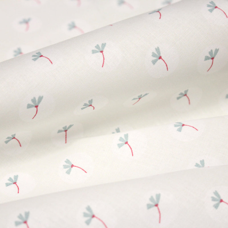Tissu cotonnade enfant, fines fleurs roses et vertes - OEKO - TEX STANDARD 100 - TissusPapi.com