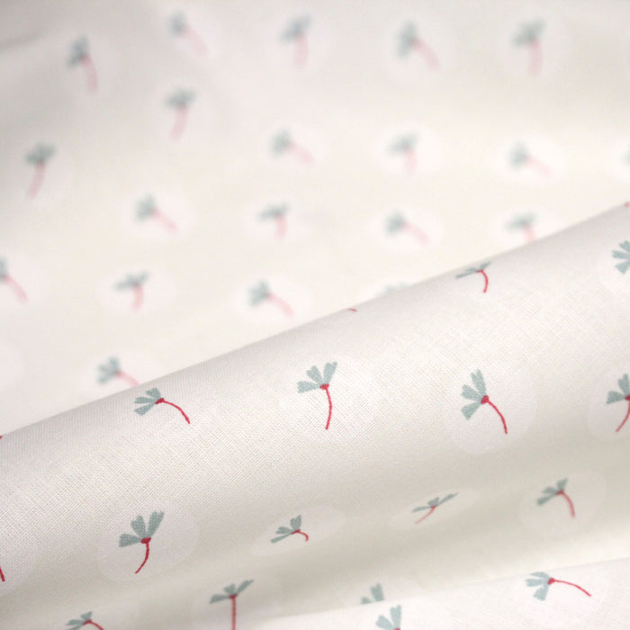 Tissu cotonnade enfant, fines fleurs roses et vertes - OEKO - TEX STANDARD 100 - TissusPapi.com