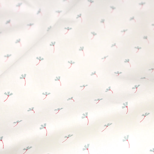 Tissu cotonnade enfant, fines fleurs roses et vertes - OEKO - TEX STANDARD 100 - TissusPapi.com