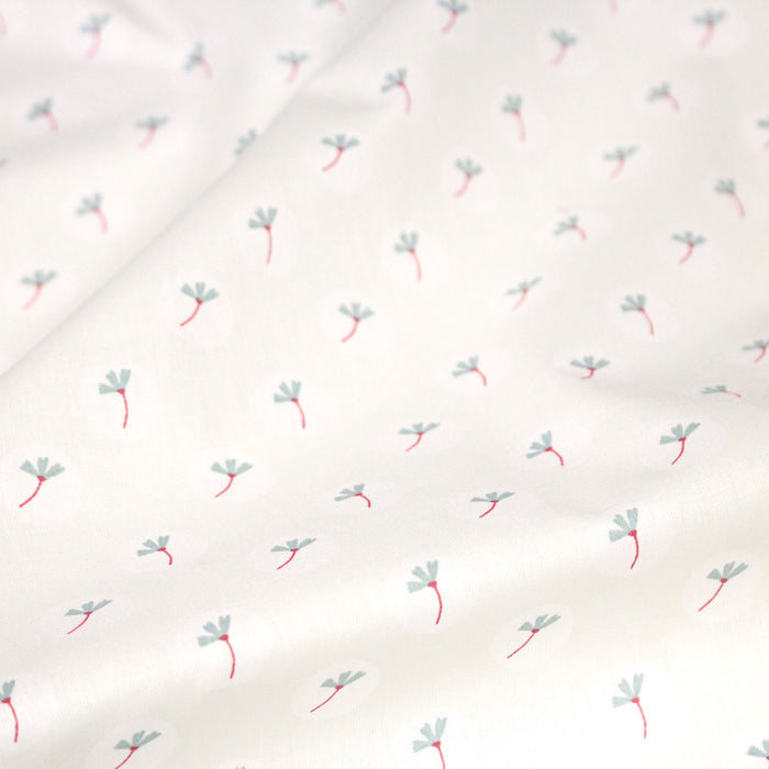 Tissu cotonnade enfant, fines fleurs roses et vertes - OEKO - TEX STANDARD 100 - TissusPapi.com