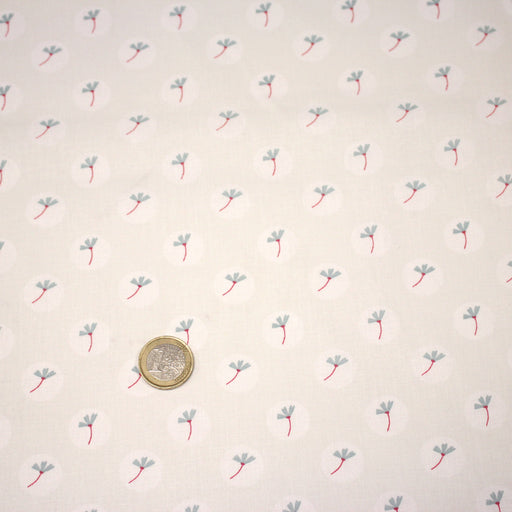 Tissu cotonnade enfant, fines fleurs roses et vertes - OEKO - TEX STANDARD 100 - TissusPapi.com