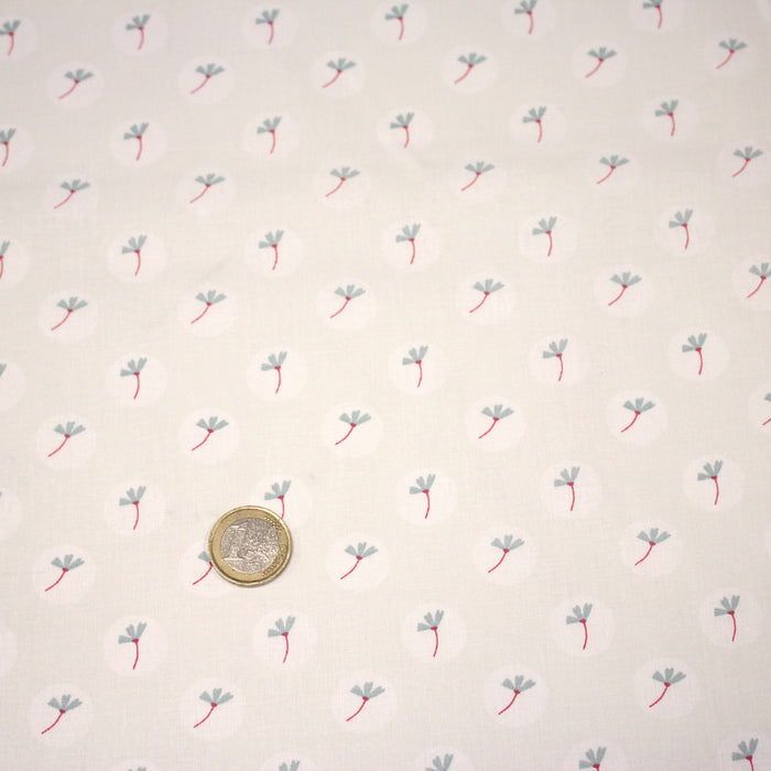 Tissu cotonnade enfant, fines fleurs roses et vertes - OEKO - TEX STANDARD 100 - TissusPapi.com