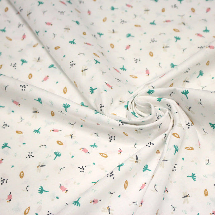 Tissu cotonnade enfant, la libellule et les fleurs - OEKO - TEX STANDARD 100 - TissusPapi.com