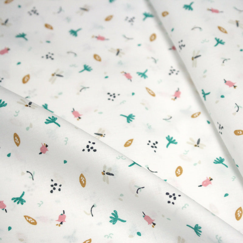 Tissu cotonnade enfant, la libellule et les fleurs - OEKO - TEX STANDARD 100 - TissusPapi.com