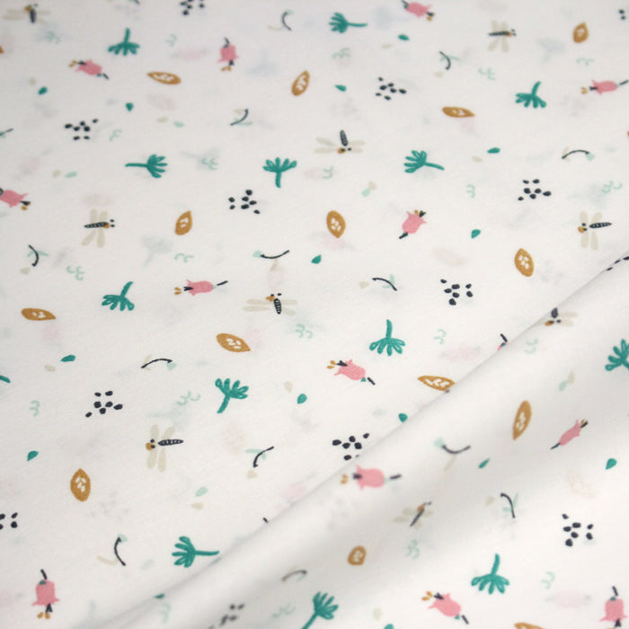 Tissu cotonnade enfant, la libellule et les fleurs - OEKO - TEX STANDARD 100 - TissusPapi.com