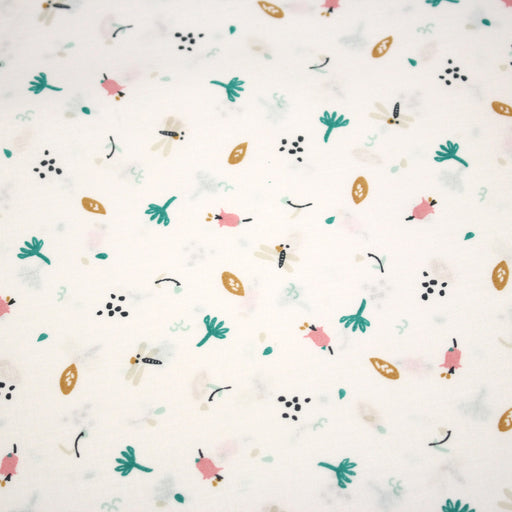 Tissu cotonnade enfant, la libellule et les fleurs - OEKO - TEX STANDARD 100 - TissusPapi.com