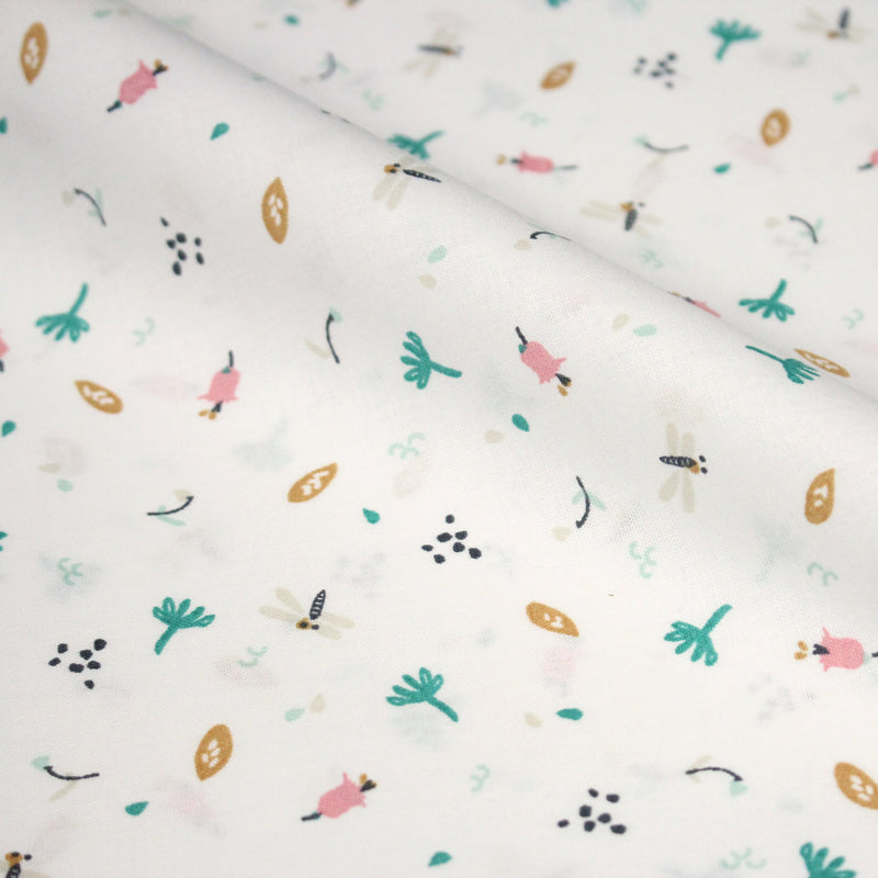Tissu cotonnade enfant, la libellule et les fleurs - OEKO - TEX STANDARD 100 - TissusPapi.com