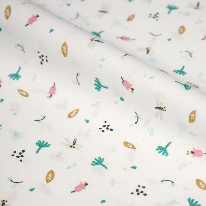 Tissu cotonnade enfant, la libellule et les fleurs - OEKO - TEX STANDARD 100 - TissusPapi.com