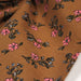 Tissu velours milleraies imprimé ocre aux fines fleurs roses & fines feuilles - STANDARD 100 OEKO-TEX - TissusPapi.com