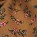 Tissu velours milleraies imprimé ocre aux fines fleurs roses & fines feuilles - STANDARD 100 OEKO-TEX - TissusPapi.com