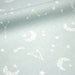 Tissu cotonnade enfant, constellation blanche, lune et étoiles fond vert clair - OEKO - TEX STANDARD 100 - TissusPapi.com