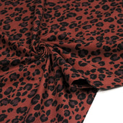 Tissu velours milleraies imprimé Léopard Terre de Sienne, noir, chocolat - STANDARD 100 OEKO-TEX - TissusPapi.com
