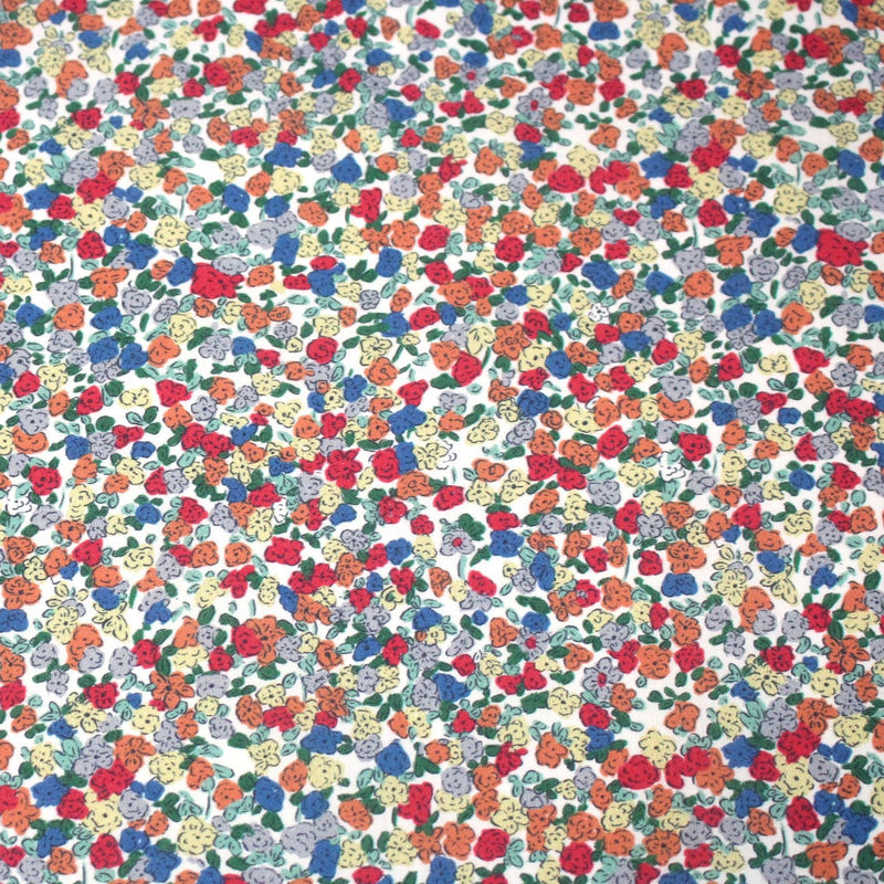 Tissu cotonnade fleurie ZELIE, fines fleurs & fond bleu ou blanc - OEKO - TEX - TissusPapi.com
