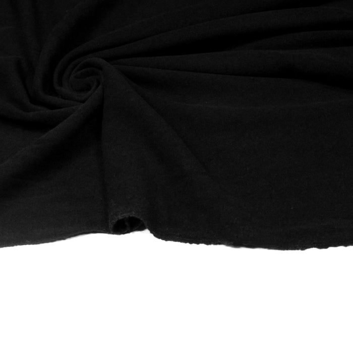 Tissu velours de laine noir uni