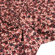 Tissu velours milleraies imprimé aux fleurs roses, cacao, rose pale, noir, taupe - STANDARD 100 OEKO-TEX - TissusPapi.com