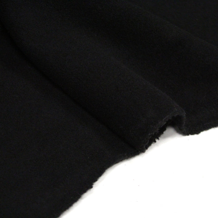 Tissu velours de laine noir uni