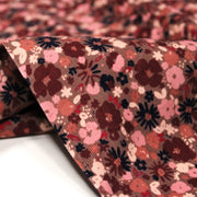 Tissu velours milleraies imprimé aux fleurs roses, cacao, rose pale, noir, taupe - STANDARD 100 OEKO-TEX - TissusPapi.com