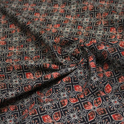 Tissu coton fin imprimé INDIENNES, noir aux motifs floraux géométriques - STANDARD 100 OEKO - TEX - TissusPapi.com