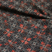 Tissu coton fin imprimé INDIENNES, noir aux motifs floraux géométriques - STANDARD 100 OEKO - TEX - TissusPapi.com
