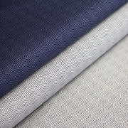 Tissu cotonnade motif japonais SEIGAIHA : écru/bleu et bleu/écru - COLLECTION JAPON INDIGO - TissusPapi.com