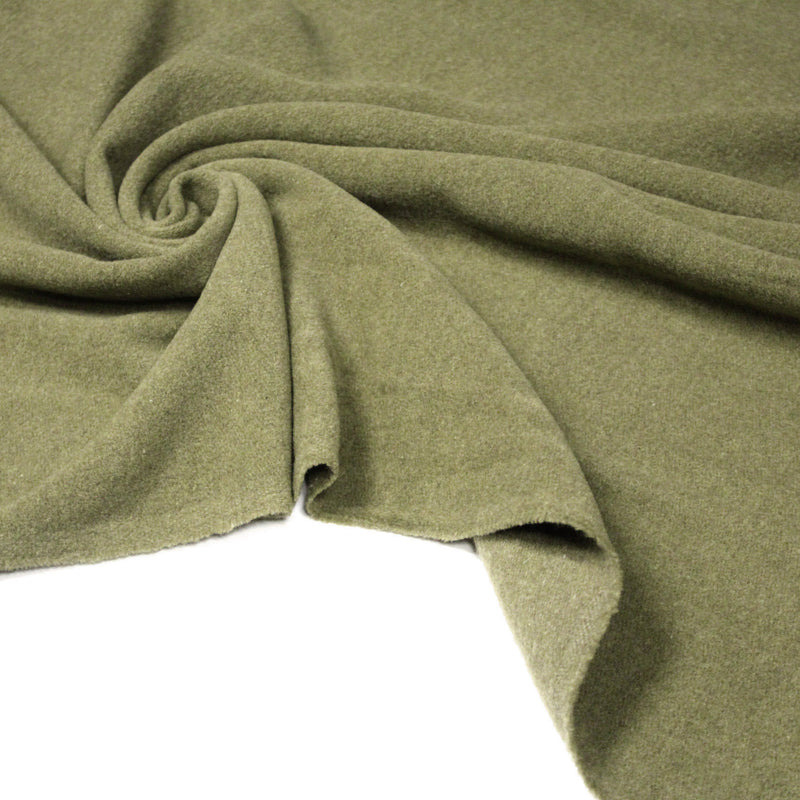 Tissu lainage vert kaki uni - Fabrication italienne - TissusPapi.com