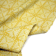 Tissu coton fin imprimé INDIENNES, jaune & motif Shibori géométrique écru - STANDARD 100 OEKO - TEX - TissusPapi.com