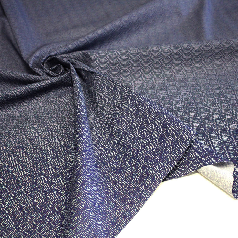 Tissu cotonnade motif japonais SEIGAIHA : écru/bleu et bleu/écru - COLLECTION JAPON INDIGO - TissusPapi.com