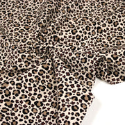 Tissu velours milleraies imprimé Léopard écru, noir, marron, grège - STANDARD 100 OEKO-TEX - TissusPapi.com